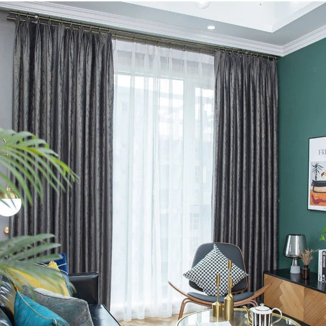 Rideau Semi-Occultant — Bleu Ardoise Doré