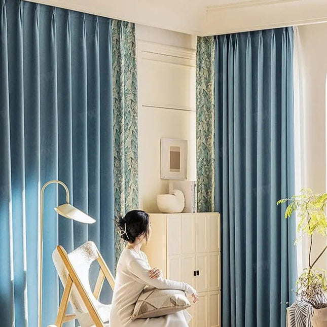 Rideau Semi-Occultant — Bleu Gris Chevrons