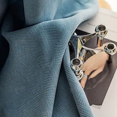 Rideau Semi-Occultant — Bleu Gris Chevrons