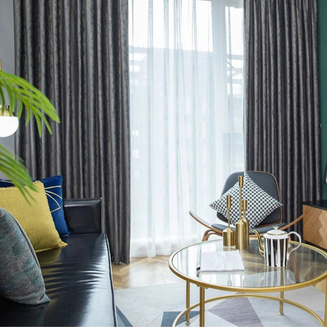 Rideau Semi-Occultant — Bleu Ardoise Doré