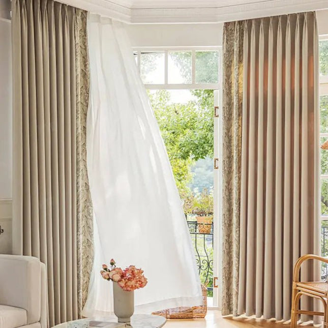 Rideau Semi-Occultant — Beige Tissé Motif