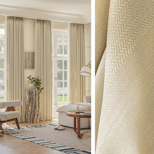 Rideau Semi-Occultant — Beige Chevrons