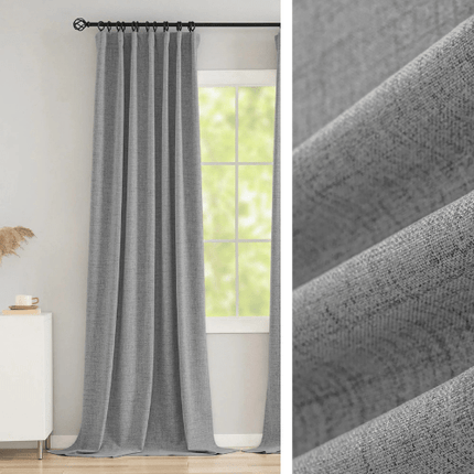 Rideau 100% Occultant — Gris Clair — Grande Largeur