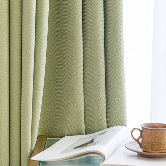 Rideau Semi-Occultant — Vert Olive Chevrons