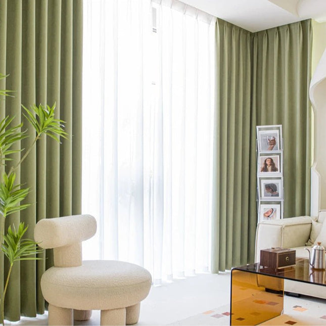 Rideau Semi-Occultant — Vert Olive Chevrons