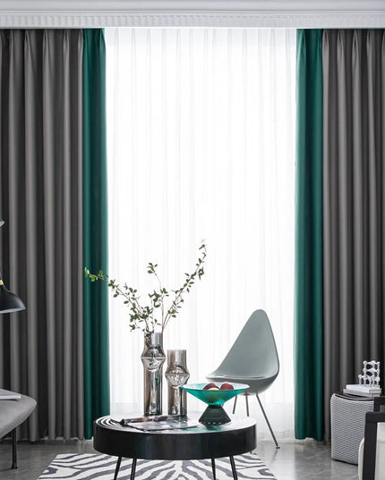 Rideau Occultant Bicolore — Vert Sapin & Gris