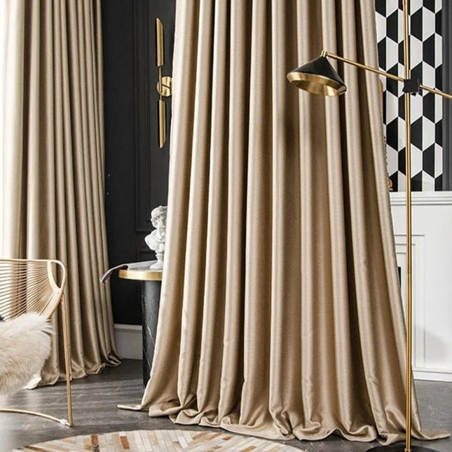 Rideau Semi-Occultant — Beige Doré Motif Abstrait