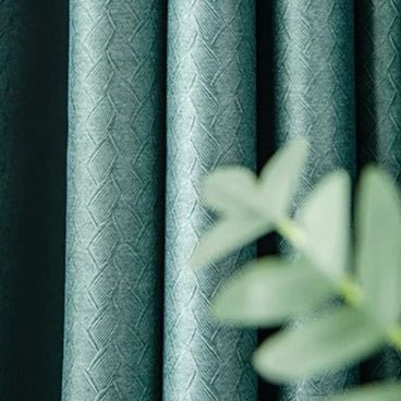 Rideau Semi-Occultant — Vert Sapin Motif Feuilles Jacquard