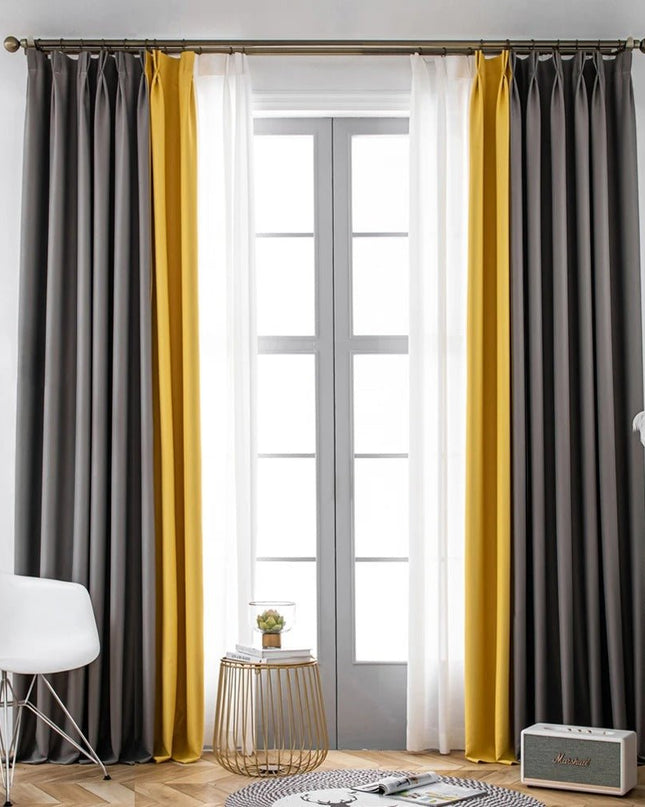 Rideau Semi-Occultant Bicolore — Jaune & Gris