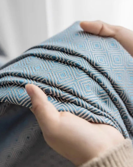 Rideau Semi-Occultant — Bleu Losanges Jacquard