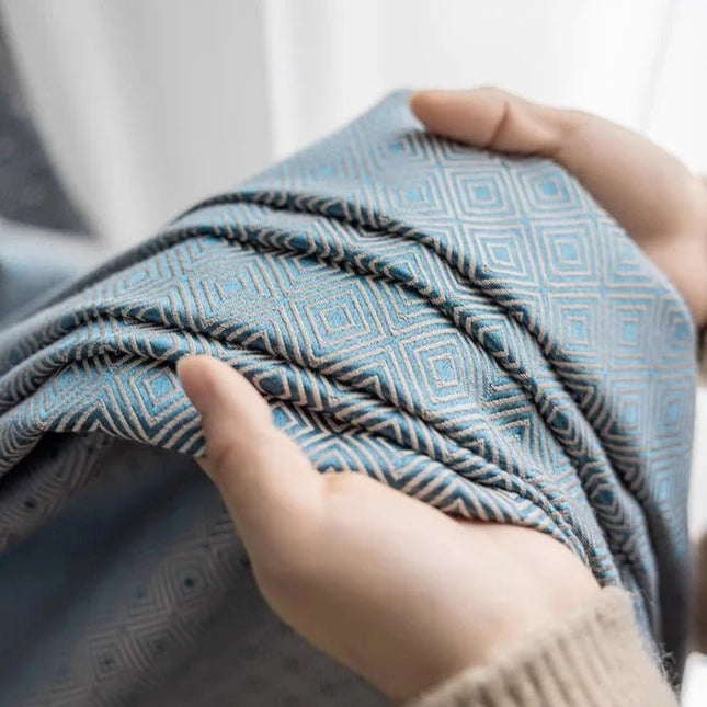 Rideau Semi-Occultant — Bleu Losanges Jacquard