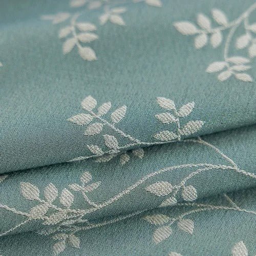 Rideau Semi-Occultant — Vert d'Eau Motif Feuilles