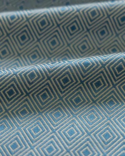 Rideau Semi-Occultant — Bleu Losanges Jacquard