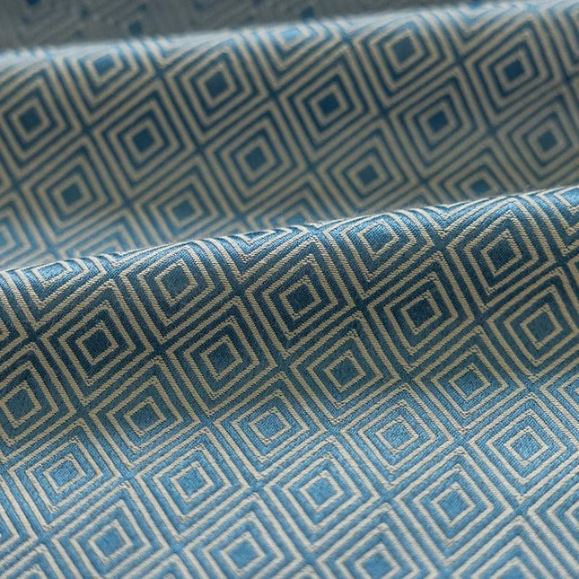 Rideau Semi-Occultant — Bleu Losanges Jacquard