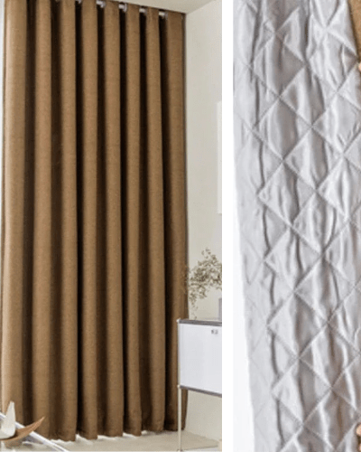 Rideau Occultant 3-en-1, Phonique & Thermique, Marron Texturé