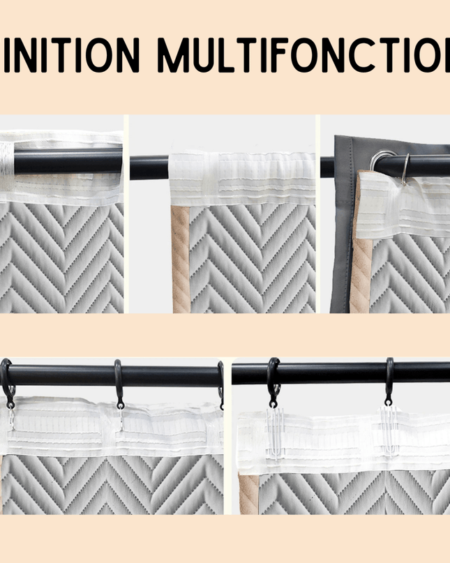 Rideau Phonique 3-en-1, Occultant & Thermique, Isolation 30 dB Gris