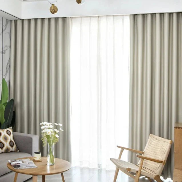 Rideau Occultant 3-en-1, Phonique & Thermique, Beige Sable Satiné