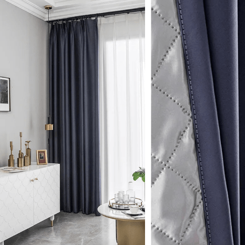 Rideau Occultant 3-en-1, Phonique & Thermique, Velours Bleu Nuit