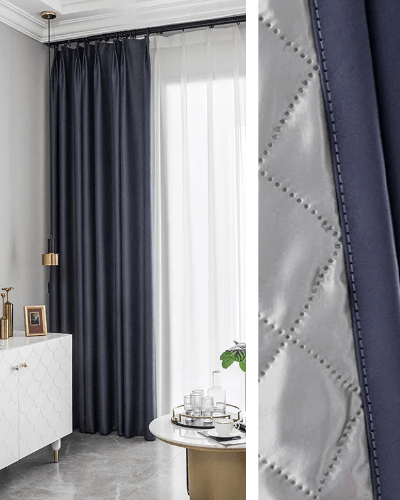 Rideau Occultant 3-en-1, Phonique & Thermique, Velours Bleu Nuit