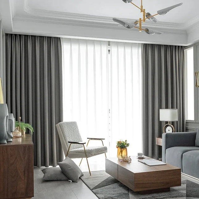 Rideau Occultant 3-en-1, Phonique & Thermique, Gris