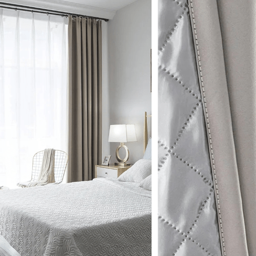 Rideau Occultant 3-en-1, Phonique & Thermique, Gris Clair