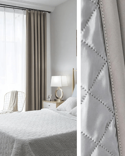 Rideau Occultant 3-en-1, Phonique & Thermique, Gris Clair