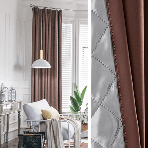 Rideau Occultant 3-en-1, Phonique & Thermique, Marron