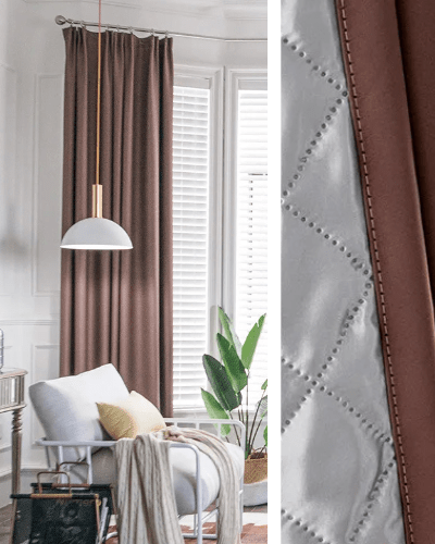 Rideau Occultant 3-en-1, Phonique & Thermique, Marron