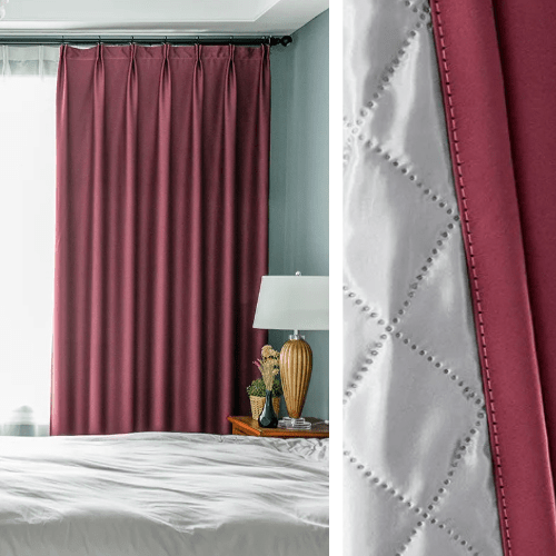 Rideau Occultant 3-en-1, Phonique & Thermique, Rouge Bordeaux