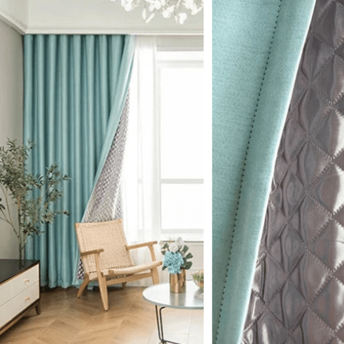 Rideau Occultant 3-en-1, Phonique & Thermique, Vert d'Eau