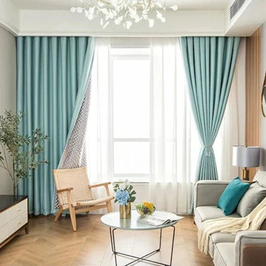 Rideau Occultant 3-en-1, Phonique & Thermique, Vert d'Eau